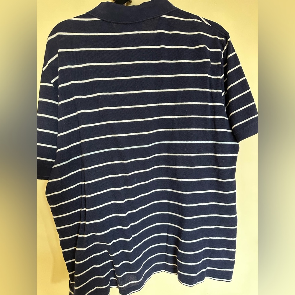 Lacoste Navy/White Stripe Men’s Shortsleeve Polo Sz 6 XL - Picture 2 of 4